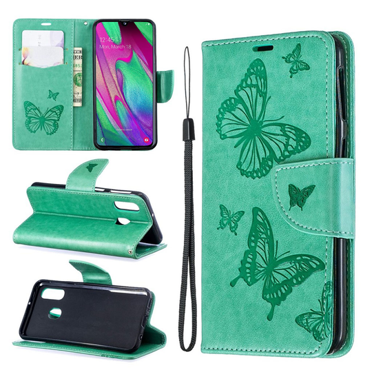 Butterfly Samsung Galaxy A40 kotelot - Vihreä