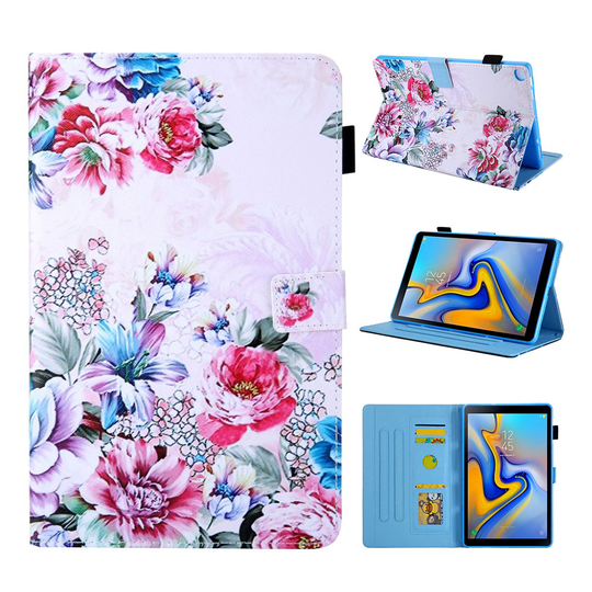 Samsung Galaxy Tab A 10.1 (2019) pattern multi-angle leather case - Pink Flower