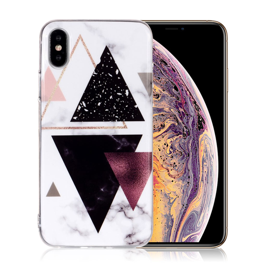 iPhone Xs Max IMD marmori kuviollinen silikooni muovinen pehmeä takasuoja kuori - Tyyli A