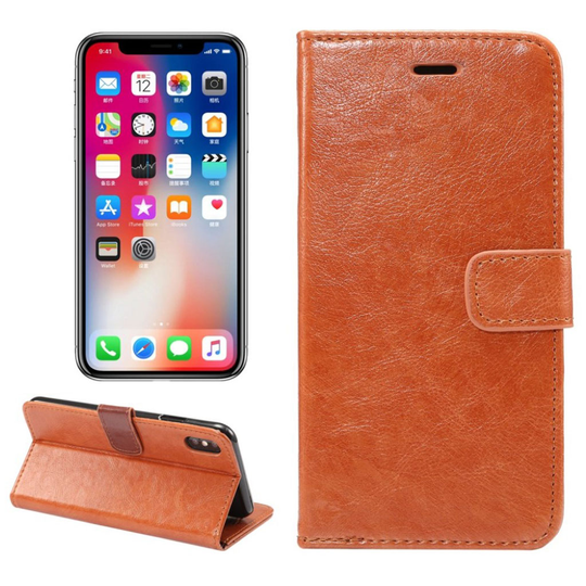 iPhone 9 Plus Villihevos Rakenne Pintainen synteetti Nahka Lompakko Suojakotelo - Ruskea