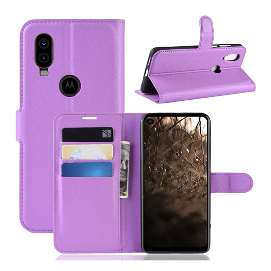 Motorola P40 litsi nahkainen suojakotelo - Violetti
