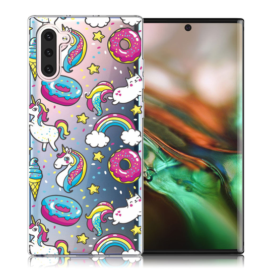 Deco Samsung Galaxy Note 10 kuoret - Yksisarvinen ja munkki
