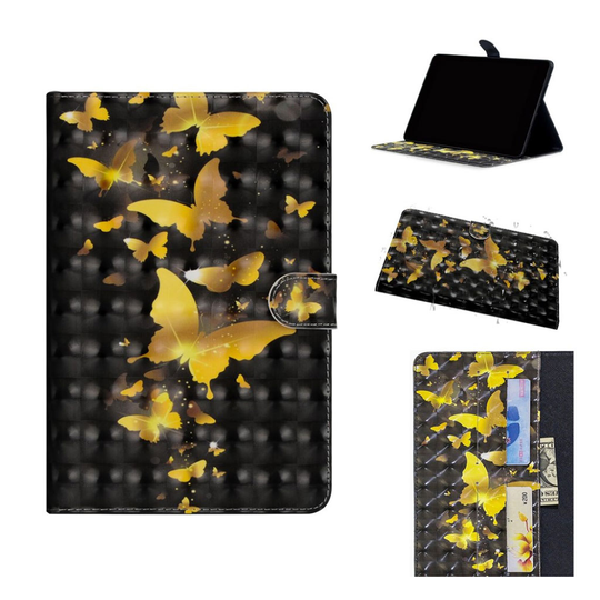Samsung Galaxy Tab A 10.1 (2019) light spot décor leather case - Gold Butterfly