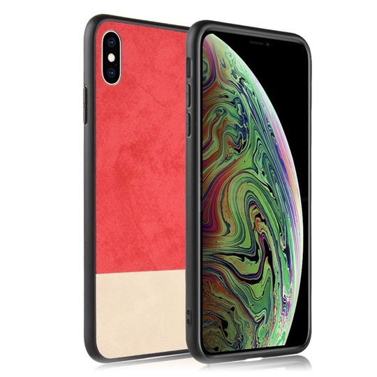iPhone XS likä hylkivä kaksisävyinen synteetti nahka pintainen muovi suojakuori - Punainen