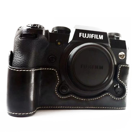 Fujifilm X-H1 PU Nahkainen Puolisuojaava Laukku Kuori Kameralle - Musta