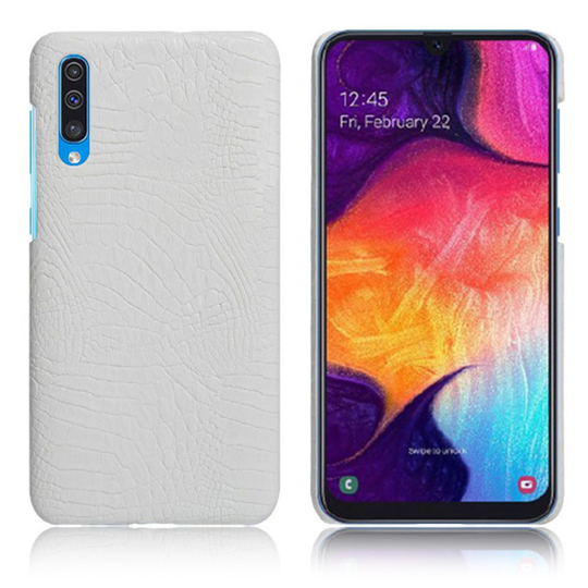 KSQ Samsung Galaxy A50 crocodile skin leather case - White
