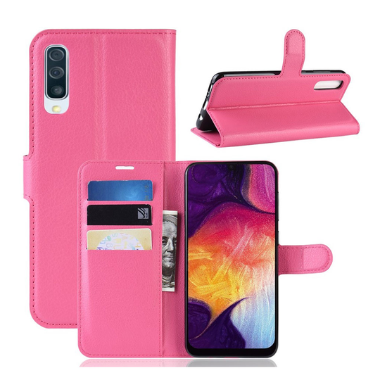Samsung Galaxy A50 litsi nahkainen suojakotelo - Rose