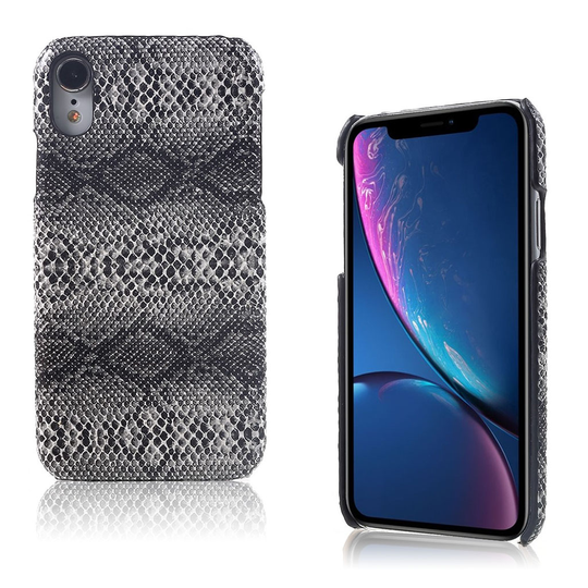 iPhone Xr kova muovinen takasuoja kuori pinnoitettu kuviollisella synteetti nahalla - Käärme