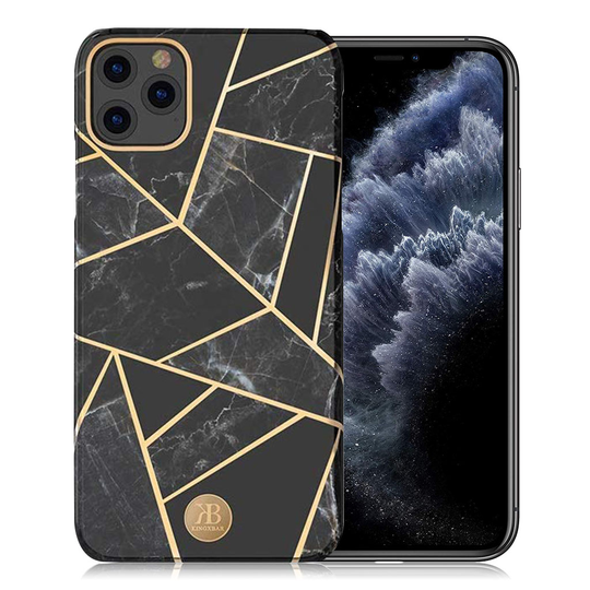 Kingxbar iPhone 11 Pro Marble Case - Black Pattern