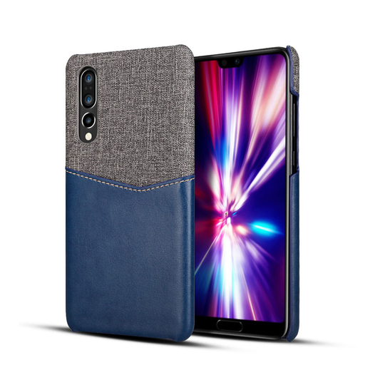 Huawei P30 kangas splicing nahkainen suojakotelo - Sininen