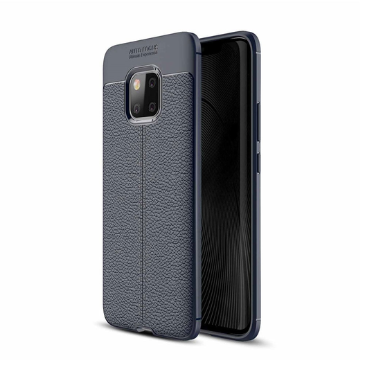 Huawei Mate 20 Pro liitsihedelmä rakenne pintainen silikooni muovinen takasuoja kuori - Tumman Sininen