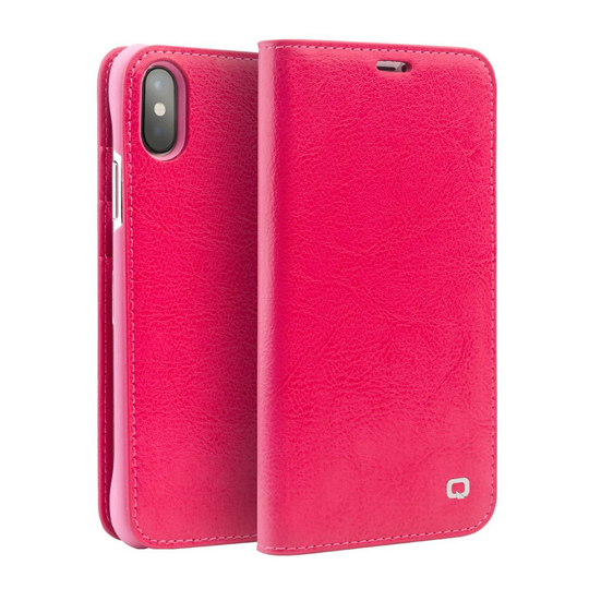 QIALINO iPhone X klassinen nahkakotelo - Rose