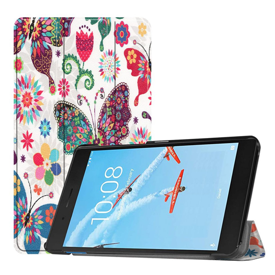 Lenovo Tab E7 kuosillinen tri-fold nahkainen Suojakotelo - Värikkäät Perhoset