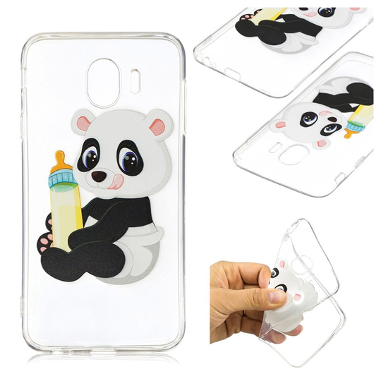 Samsung Galaxy J4 (2018) kuvioitu geeli suojakotelo - Panda pitää pulloa