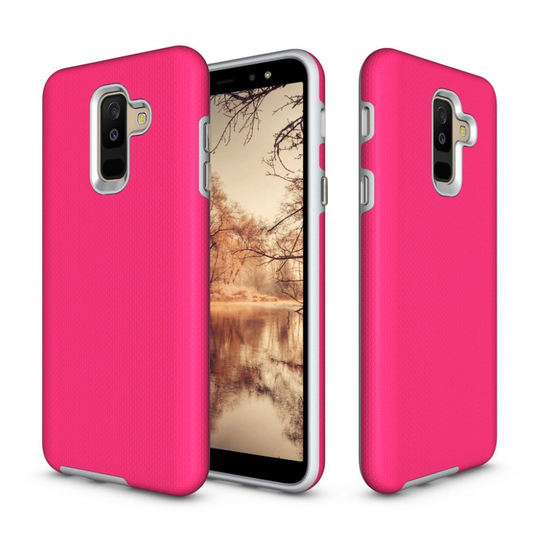 Samsung Galaxy A6 Plus (2018) Anti-Slip Pintainen Hybriidi PC Ja TPU Muovinen Takasuoja Kuori - Ruusu