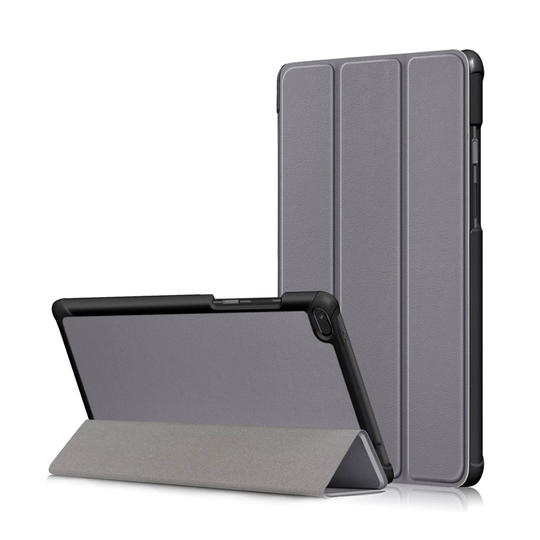 Lenovo Tab E8 kolmio taivutettava hybriidi muovinen suojakuori synteetti nahalla - Harmaa