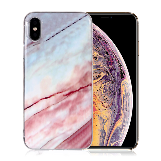 iPhone Xs Max IMD marmori kuviollinen silikooni muovinen pehmeä takasuoja kuori - Tyyli M