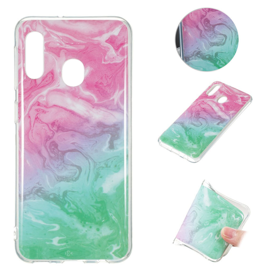 Marble Samsung Galaxy A20e kuoret - Ruusu / syaani marmori