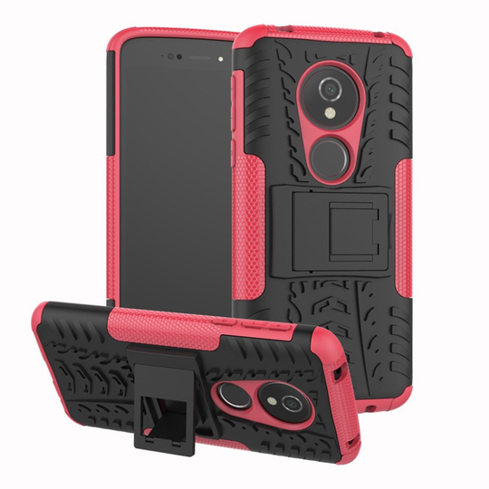 Motorola Moto E5 / G6 Play Anti-Slip PC Silikooni Takasuojakuori jalkatuella - Ruusu