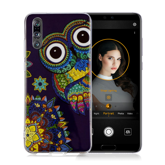 Huawei P20 Pro IMD Kuviollinen Pehmeä TPU Takasuoja Kuori - Värikäs Pöllö