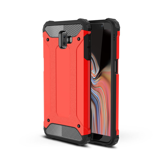 Samsung Galaxy J6 Plus (2018) kilpikova hybriidi muovinen takasuoja kuori - Punainen