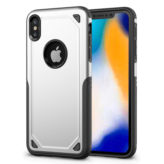 iPhone 9 Plus Hybriidi Muovinen Takasuoja Kuori Matta Karu Pintainen - Hopea