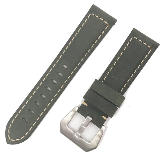Samsung Gear S3 Frontier / S3 Classic genuine leather watch band - Army Green / Silver Buckle