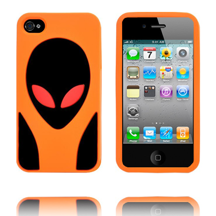 Alien Invasion (Oranssi) iPhone 4S Silikonikuori