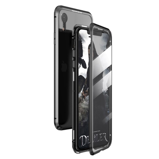 iPhone Xr magneettinen absorptio lasi suojakotelo - Koko Musta