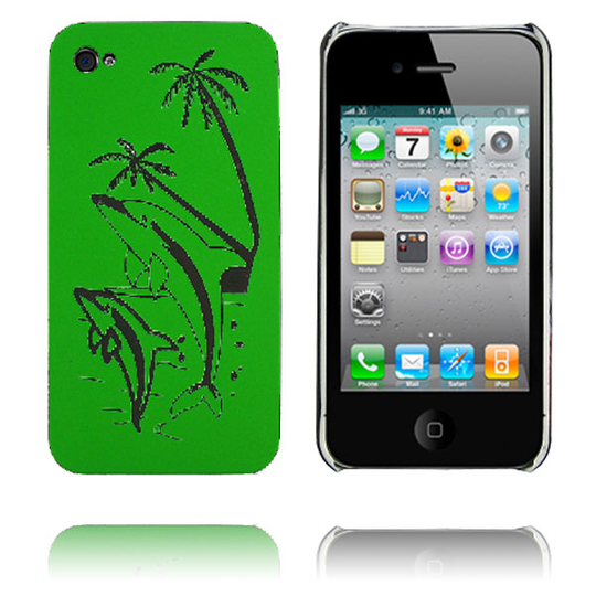 Tropic Dolphin (Vihreä) iPhone 4 Suojakuori