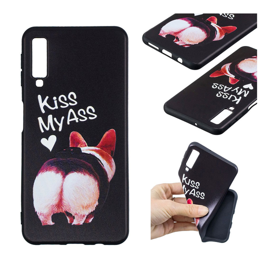 Samsung Galaxy A7 (2018) kohokuviollinen pehmeä silikooni muovinen takasuoja kuori - Kiss My Ass