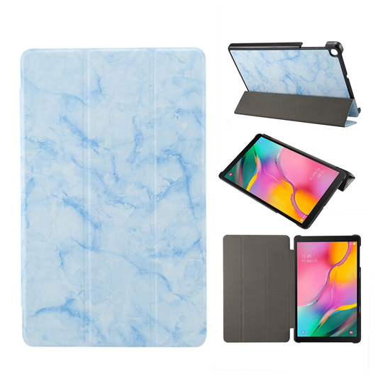 Samsung Galaxy Tab A 10.1 (2019) marble tri-fold leather case - Blue