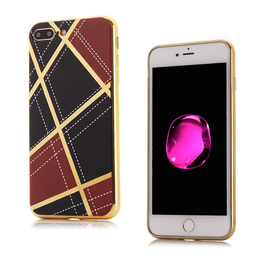 Lindberg Phone 7 Plus / 8 Plus Kuori Geometrisellä Kuviolla - Musta / Kahvi