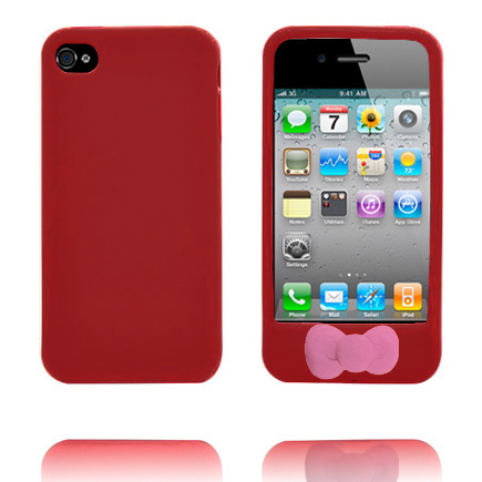 Pehmeä Suojakuori - Rusetti Kotinäppäimellä (Punainen) iPhone 4S Suojakuori