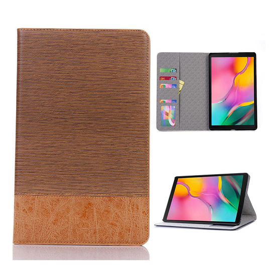 Samsung Galaxy Tab A 10.1 (2019) cross texture splicing leather case - Brown