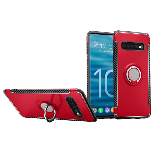 Samsung Galaxy S10 suojakotelo rengaspidikkeellä - Punainen