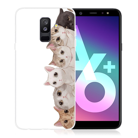 Samsung Galaxy A6 Plus (2018)Kuviollinen Printattu Pehmeä Muovinen Takasuoja Kuori - Kissat