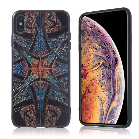iPhone Xs Max kohokuviollinen silikooni muovinen takasuoja kuori - Uniikki Risti Kuvio