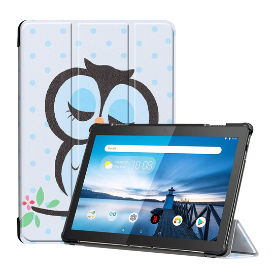 Lenovo Tab M10 tri-fold pattern leather case - Sleeping Owl