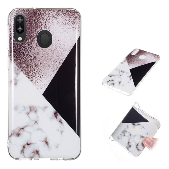 Marble Samsung Galaxy M20 kuoret - Ruusu / valkoinen / musta