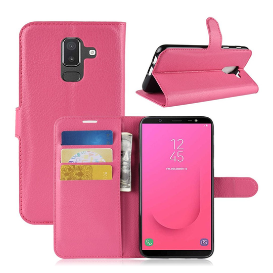 Samsung Galaxy J8 (2018) Liitsihedelmän Jyväinen PU Nahka Puhelimen Lompakko Suoja Kotelo - Ruusu