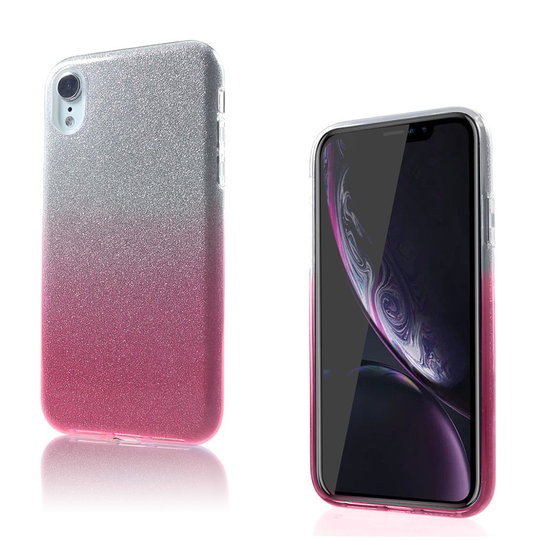 iPhone Xr Kaksisävyinen silikooni muovinen takasuoja kuori - Pinkki