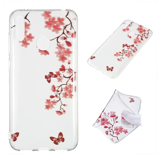Huawei Y7 2019 kuosi suojakotelo - Perhonen ja Kukka