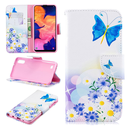 Wonderland Samsung Galaxy A10 kotelot - Blå Sommerfugl og Blomster