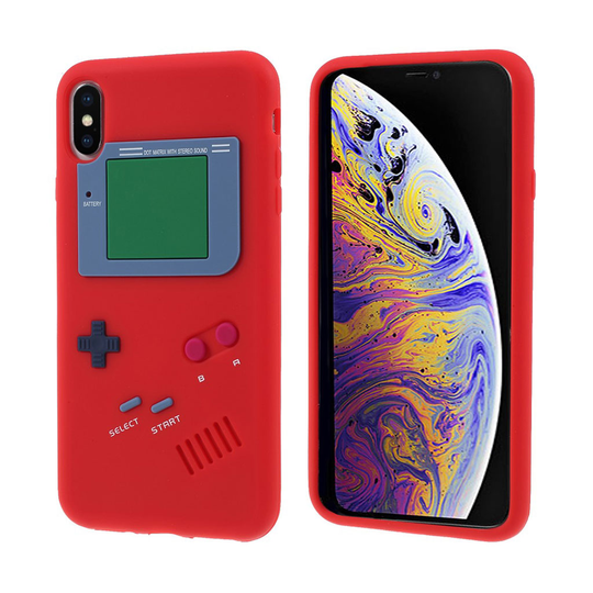 iPhone Xs Max 3D game boy kuviollinen silikooni muovinen takausoja kuori - Punainen
