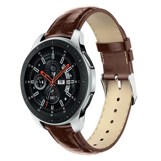 Samsung Galaxy Watch (46mm) krokotiili iho rakenteinen aito nahkainen vaihto ranneke - Ruskea