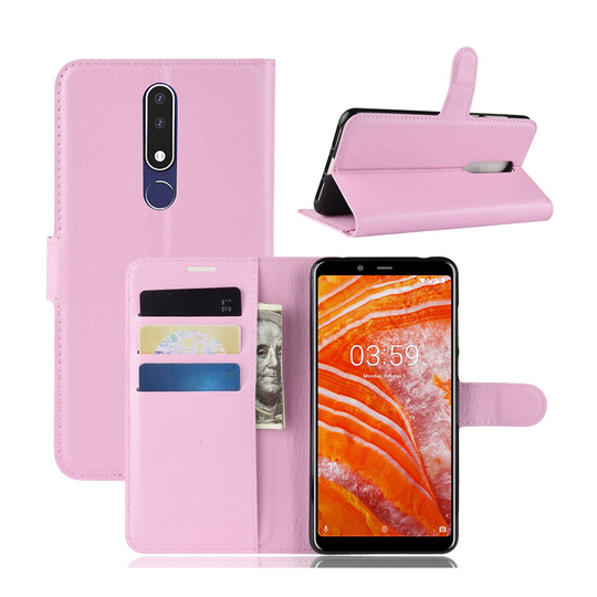 Nokia 3.1 Plus liitsihedelmä jyvä pintainen lompakko suojakotelo - Pinkki