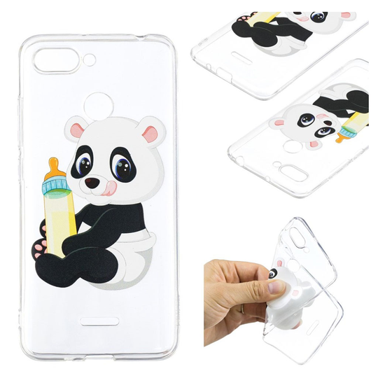 Xiaomi Redmi 6 kuviollinen silikooni muovinen pehmeä takasuoja kuori - Panda Tuttipullolla