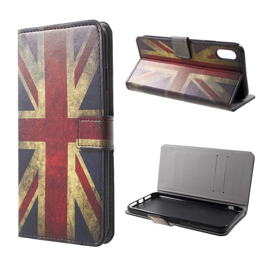 iPhone Xs Max Kuviollinen Lompakko Suojakotelo Synteetti Nahasta - UK Lippu
