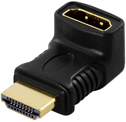 HDMI-sovitin, 19-pin Uros - Naaras, Kulmaliitin, Kullatut Liittimet